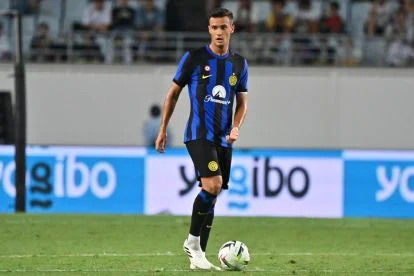OSAKA, JAPAN - JULY 27: Aleksandar Stankovic of FC Internazionale in action during the pre-season friendly match between FC Internazionale and Al-Nassr at Yanmar Stadium Nagai on July 27, 2023 in Osaka, Japan. (Photo by Kenta Harada/Getty Images)