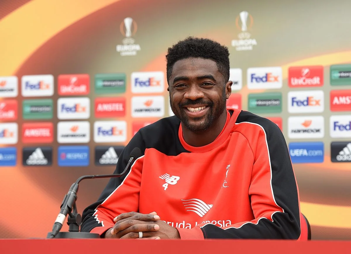 Kolo Toure of Liverpool during a press conference at Melwood Training Ground